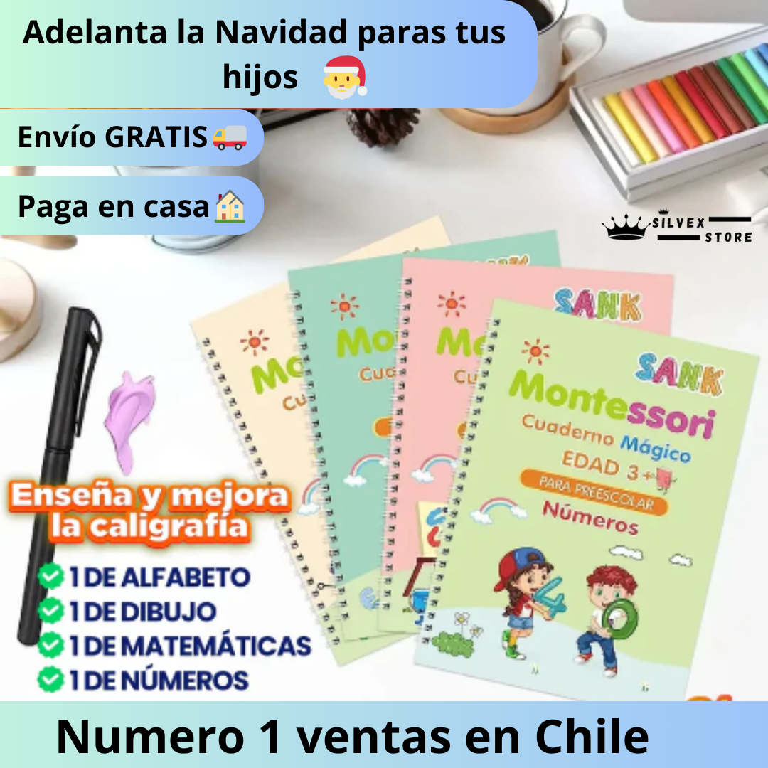 Cuaderno Montessori - 90% Niños más Exitosos- 4 Cuadernos