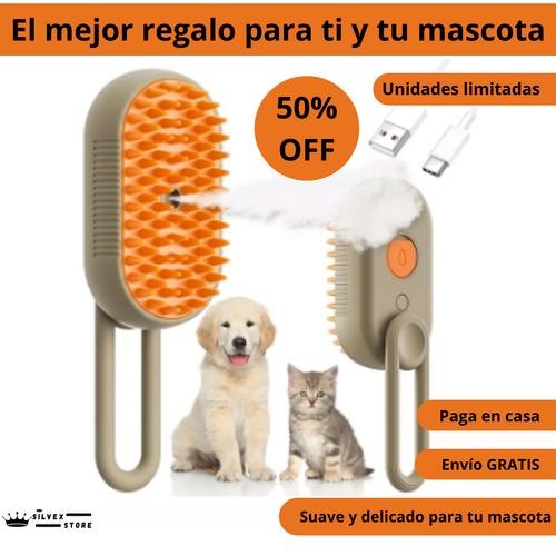 Cepillo A Vapor 3 En 1 Para Perros Y gatos